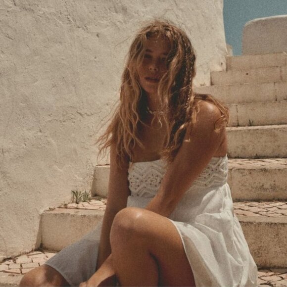 Zara Beaded Spaghetti Strap Mini Dress White Size XS - Picture 4 of 14